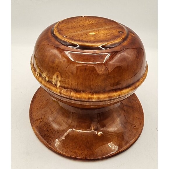 Vintage Brown Glazed Stoneware Spittoon MCM 60s 70s Fall Decor Vase Man Cave Bar - Picture 3 of 7